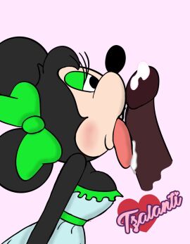 anthro blackmercurius_(artist) cum disney fellatio female furry licking male minnie_mouse mouse penis standing sucking tzalanti_(artist)