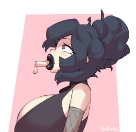 1girls 2d :>= alternate_hairstyle artist_name artist_signature balls bangs bangs_between_eyes big_breasts big_lips bimbo black_lips black_lipstick blowjob blowjob_face borvar breasts cleavage curly_hair detached_sleeves fellatio fellatio_face female fishnet_armwear fishnets goth hair_bun hair_over_one_eye hairbun hex_maniac hyper_lips large_breasts lips lipstick looking_at_another looking_at_partner male nintendo oral oral_sex penis plump_lips pokemon pokemon_xy purple_hair side_view small_penis small_penis_adoration testicles updo