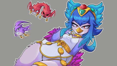 bird brawl_stars claws clothed feathers female harpy harpy_melodie_(brawl_stars) melodie_(brawl_stars) monster_girl panties purple_skin