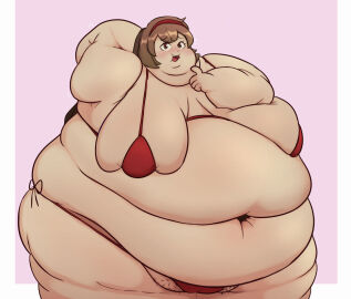 1girls alternate_ass_size alternate_body_size alternate_breast_size alternate_costume arm_behind_head arm_on_breast arm_rolls armpit ass bangs bbw belly belly_button belly_overhang bikini bikini_only blush blushing breast_rest breasts breasts_on_belly brown-eyed_female brown-haired_female brown_eyes brown_hair chubby_cheeks color colored deep_navel deep_skin digital_media_(artwork) double_belly double_chin exposed_fat_belly fat fat_arms fat_ass fat_belly fat_breasts fat_exposed_belly fat_face fat_folds fat_hands fat_legs fat_rolls fat_thighs feet_out_of_frame female female_focus fupa gigantic_belly hairband hand_behind_head huge_belly huge_breasts huge_thighs leg_rolls legs_together library_of_ruina light-skinned_female light_skin lingerie lingerie_only long_hair looking_at_viewer malkuth_(lobotomy_corporation) morbidly_obese morbidly_obese_female motion_lines navel nose_blush obese obese_female open_mouth overweight overweight_female project_moon pubic_hair pubic_mound pubic_stubble red_bikini sagging_breasts shaded sideass simple_background skindentation slight_blush solo ssbbw swissrolls thick_thighs three-quarter_view thunder_thighs video_game_character video_games white_border wide_hipped_female wide_hips