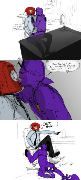embrace five_nights_at_freddy's fnaf gay licking male phone_guy_(fnaf) purple_guy_(fnaf) rebornica rejection sfw suggestive vincent_(fnaf) yaoi
