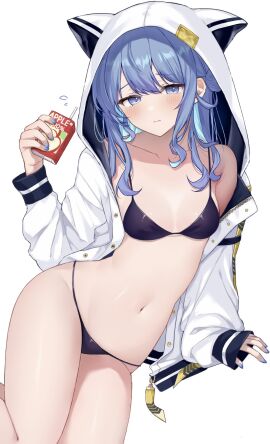1girls bare_skin bikini blue_hair breasts coha350 female hololive hololive_gen_0 hololive_japan hoshimachi_suisei looking_at_viewer shy small_breasts solo swimsuit tagme virtual_youtuber