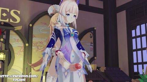 cock dick dickgirl dickgirl/female erection escoffier_(genshin_impact) female futanari genshin_impact hair in intersex kkkk masturbation on only penis pink sangonomiya_kokomi tagme thighhighs tocher44 video yellow