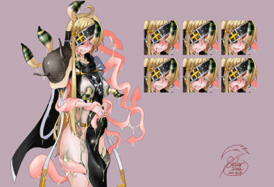 belt blonde_hair blue_eyes breasts covered_eyes cross entangled expressions female long_hair medium_breasts nude nun original ragged_clothes 谢拉卡姗娜_(stellar_xiela)