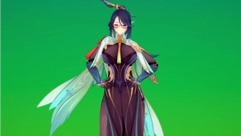 bikini_bottom bouncing_breasts dancing genshin_impact mmd pantyhose partially_clothed pasties tagme video who_tao xianyun_(genshin_impact)