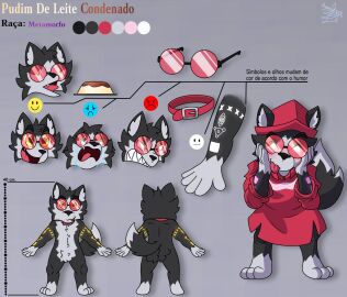 angry_expression anonymax anthro back_view black_body black_fur blep blue_eyes blush canid canine canis character_sheet circular_glasses closed_eyes clothed collar color_palette dog_collar domestic_dog eyebrows front_view full_body grey_background happy_expression hat husky looking_at_viewer mammal multicolored_body multicolored_fur neutral_expression no_clothes open_eyes portuguese_text pudding pudim_(pudim_condenado) red_clothes red_collar red_eyes red_glasses ref_sheet sad_expression shapeshifter simple_background symbols tattoo teeth_showing teeth_visible tongue tongue_out white_body white_fur yellow_eyes