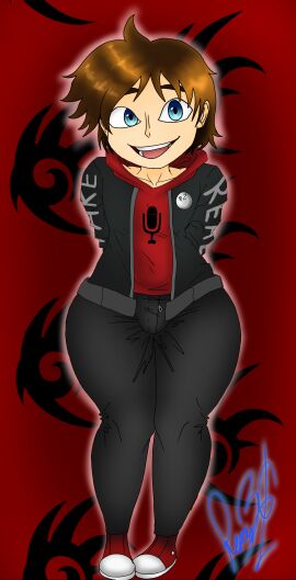 blue_eyes brown_hair clothed digital_media fanart femboy gay hands_behind_back male mason_parkinson self_upload shadow_the_hedgehog smile sonic_(series) sonic_the_hedgehog_(series) thick_thighs yaoi