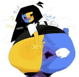 1girls anus ass bottomless ena ena_(orginal) ena_(series) female gaping_anus huge_ass looking_at_viewer looking_back no_panties novacartridge_(artist) rear_view skirt stretching_anus talking_to_viewer thick_thighs wide_hips