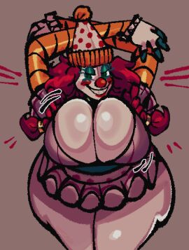 1girls animatronic ass bottomless breasts cleavage clothed clown clown_girl clussy enticing female female_only five_nights_at_freddy's five_nights_at_freddy's:_secret_of_the_mimic five_nights_at_freddy's:secret_of_the_mimic flirting huge_ass huge_breasts jackie_(fnaf) large_breasts looking_at_viewer mstreetsamurai no_background no_bra red_nose revealing_clothes robot robot_girl secret_of_the_mimic smooth_skin solo teasing thick_thighs thunder_thighs underass