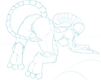 3_toes alien alien_(franchise) alien_girl all_fours anus ass ass_up ben300 bent_over breasts feet female female_xenomorph genitals line_art looking_at_viewer looking_back looking_back_at_viewer monochrome nipples nude presenting presenting_hindquarters pussy rear_view side_boob solo toes xenomorph