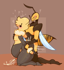 2024 ahe_gao anal anal_sex antennae_(anatomy) anthro anthro_on_anthro anthro_penetrated anthro_penetrating anthro_penetrating_anthro anthrofied arthropod arthropod_abdomen artist_name ass bar bebe_(dozighost) bee belly big_belly big_penis black_body black_eyes black_sclera blue_wings blush bodily_fluids brown_background clenched_teeth colored cum cum_inside cum_on_ass cum_on_butt cum_on_ground cum_while_penetrated cumflation cumshot curvy_figure digital_drawing_(artwork) digital_media_(artwork) dozighost duo ejaculation erection exoskeleton femboy from_behind_position genital_fluids genitals glistening glistening_body glistening_butt glistening_genitalia glistening_penis glistening_skin glistening_wings hand_on_chest hand_on_penis holding_another holding_arm holding_wrist honey_bee humanoid_hands hymenopteran inflation insect_wings insects kneeling kneeling_sex looking_pleasured looking_up male male/male male_penetrated male_penetrating male_penetrating_male markings moobs nude open_mouth orange_body orange_penis orange_tongue orgasm orgasm_face penetration penile penile_penetration penis penis_in_ass pink_background requesting sex sex_request shaded signature simple_background smile standing stinger stomach_bulge striped_body striped_markings stripes sweat sweatdrop sweaty_face sweaty_legs sweaty_thighs tapering_penis teeth text thick_thighs tongue tongue_out wasp watermark wide_hips wings yellow_body