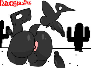 3boys anus ass big_ass big_butt big_penis bodily_fluids cactus dinosaur flying genitals google google_chrome google_doodle hi_res huge_ass huge_butt huge_cock kittycatz lonely_t-rex male male_only no_internet penis plant prehistoric_species pterodactyl_(google_chrome) reptile scalie solo standing sweat sweatdrop worried