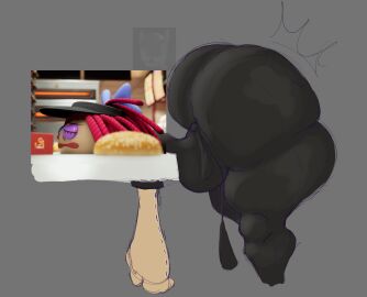 1girls absurd_res ass ass_bigger_than_head ass_focus big_ass black_pants black_shirt bubble_ass bubble_butt doodle drunk drunk_or_something_ragatha_(the_amazing_digital_circus) fat_ass female hi_res huge_ass justelm25 plush plushie ragatha_(the_amazing_digital_circus) red_hair stuffed_toy the_amazing_digital_circus tired