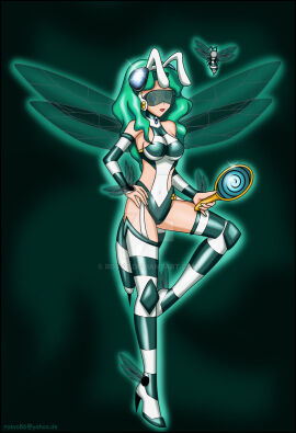 1girls bee bee_girl bishoujo_senshi_sailor_moon brainwashing breasts clothing elbow_gloves female female_only green-tinted_eyewear high_heel_boots high_heels hypnosis insect_abdomen insect_wings leotard michiru_kaiou mind_control rosvo sailor_neptune small_breasts solo sting stockings tech_control thigh_boots tinted_eyewear visor