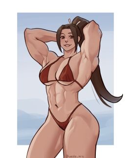 beach bikini fatal_fury female mai_shiranui muscular muscular_female valda_arts