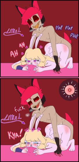 alastor_(hazbin_hotel) bunny_girl cum cum_inside doggy_style fan_character female hazbin_hotel male oc ocxcanon