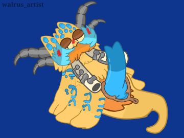 4:3 animal_genitalia animal_penis anthro anus big_blue_bubble blue_body blue_fur blue_spots fur g'joob genitals hi_res male male/male mammal marine my_singing_monsters not_furry penis pinniped rare_g'joob solo spots walrus walrus_artist yellow_body yellow_fur