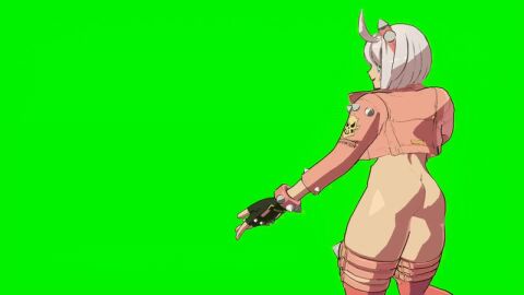 3d adult animated ass_jiggle elphelt_valentine exposed_ass exposed_pussy female green_screen guilty_gear guilty_gear_strive mod nude_mod partially_clothed solo_female wardrobe_malfunction white_hair