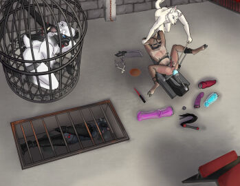 2022 anal anal_beads anal_beads_in_ass anal_sex anthro antler_removal antlers ball_gag biped birdcage bondage bound bovid cage cane canid canine caning canis caprine chains chastity_cage chastity_device deer dildo dominant dominant_anthro dominant_male drain dungeon fucking_machine gag goat group horn horn_removal huge_dildo machine male mammal muzzle_(object) muzzled naked nude nude_anthro nude_male object_in_ass penetration petpolaris sex_dungeon sex_machine sex_toy sex_toy_in_ass sex_toy_insertion sheep slim_anthro slim_male submissive submissive_anthro submissive_male under_floor_cage whip whip_mark whipping wolf