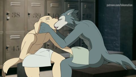 2024 2boys 2d_animation 5_fingers animated anthro anthro_on_anthro ass beastars bikomation bird_dog black_eyes bodily_fluids body_hair brown_nose bulge canid canine canis cheek_tuft chest_hair claws deep_kiss deep_kissing detailed_background digital_media_(artwork) domestic_dog dripping duo erect_penis erection erection_under_clothes erection_under_clothing excited extreme_french_kiss eye_contact eyebrows eyes face_grab face_lick face_to_face facial_expressions facial_tuft fingers floppy_ears fluffy fluffy_ears fluffy_hair fluffy_tail frame_by_frame french_kiss french_kissing friends fur furry gay genital_fluids genital_fluids_on_penis genital_outline grey_body grey_fur half-closed_eyes half_closed_eyes hand_on_penis hand_under_clothes handjob handjob_under_clothes handjob_while_kissing head_grab head_in_mouth head_to_head hug hunting_dog intimacy intimate jack_(beastars) kissing labrador legoshi_(beastars) licking licking_lips licking_tongue locker_room locker_room_sex lockers looking_at_another looking_pleasured love male male/male male_only mammal masturbating_other masturbating_while_kissing masturbation masturbation_under_clothes mostly_nude mostly_nude_male narrowed_eyes netflix open_mouth penis penis_under_clothes pleasure pleasured_face precum precum_on_penis precum_through_clothes precum_through_clothing retriever roommate saliva saliva_on_face saliva_on_tongue sex short_playtime sitting spots tail tail_motion tailwag tan_body tan_fur teeth tongue tongue_kiss tongue_licking tongue_to_tongue towel towel_only tuft wet wet_spot wet_tongue wet_towel widescreen wolf yellow_body yellow_fur
