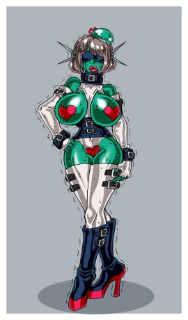 ass bimbo_lips breasts character_request drone droneification female heeled_feet high_heels huge_ass huge_breasts implied_transformation kantai_collection latex lips maya_(kantai_collection) metamorgirl midriff navel tagme tagme_(character) thick_lips thick_thighs transformation wide_hips