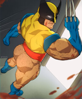 1boy arm_hair ass bara big_ass big_butt bottomless bottomless_male hairy hairy_arms hairy_ass hairy_legs hairy_male leg_hair light-skinned_male light_skin male male_only marvel marvel_comics muscular muscular_male solo solo_male superhero tobbyc2 wolverine_(x-men) yaoi