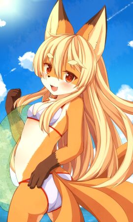 :d anthro ass female fox fox_ears fox_girl fox_tail furugitsune kida_kuro_mu koko_(kishibe) looking_at_viewer panties pleasured_face