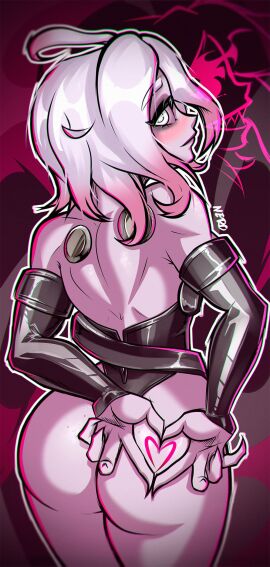 ass ass_focus briar_(league_of_legends) butt butt_focus claws goth_makeup heart latex league_of_legends leather makeup ner0420 nero smile smiling_at_viewer wallpaper