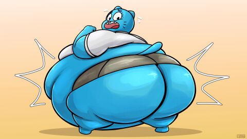 1girls anthro ass belly blue_fur breasts cartoon_network fat feline feline_humanoid female female_focus female_only furry hips hyper hyper_ass large_ass large_breasts looking_back milf miniskirt mother nicole_watterson obese obese_female overweight overweight_female shocked shocked_expression skirt solitaryscribbles stomach sweatdrop the_amazing_world_of_gumball thick_thighs thighs weight_gain wide_hips