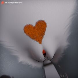 3d absurd_res anthro clitoris digital_media_(artwork) felid feline female focused genitals heart_symbol hi_res mammal momo_(monarquis) monarquis pantherine pubes pussy snow_leopard solo