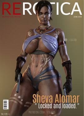 1girls 3d abs african african_female alternate_costume ass big_ass big_breasts bra breasts bubble_ass bubble_butt capcom cga3d curvaceous curvy curvy_body curvy_figure dark-skinned_female dark_skin erotichris female female_only large_breasts looking_at_viewer magazine magazine_cover panties resident_evil resident_evil_5 sheva_alomar sheva_alomar_(tribal) solo thick_thighs thighs tribal_markings tribal_paint voluptuous voluptuous_female wide_hips