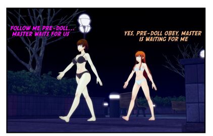 2girls 3d black_bra black_panties bra brown_hair female hypnosis koikatsu_(medium) latinkaixa makoto_niijima mind_control orange_hair panties persona persona_5 sakura_futaba underwear white_bra white_panties