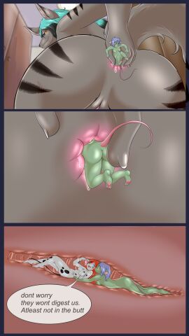 absurd_res anal anal_juice anal_juice_drip anal_juice_on_body anal_sex anal_vore anthro anthro_pred anthro_prey anus ass black_sclera bodily_fluids breasts buckteeth close-up detailed_anus detailed_background detailed_internal devious_grin dialogue dresser extreme_size_difference featureless_breasts felid feline female female/female female_anthro female_pred flute_(mouse69) forced_anal fur furniture genitals green_body group hair head_first hi_res holding_micro hybrid internal internal_anal long_hair lynx macro_anthro mammal markings marley_remy micro micro_anthro mous69 mouse mouse_tail multicolored_eyes multicolored_hair murid murine nude nude_female orange_hair panicked_look pawpads paws penetration pink_anus pink_pawpads predator/prey purple_hair pushing_in pussy ray_(marley_n_friends) rodent safe_vore short_hair size_difference smile speech_bubble spots spotted_body spotted_fur story story_in_description striped_body striped_fur striped_markings stripes suprised_look teeth text trio unwilling_prey vore