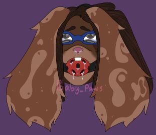 anthro babypaws ball_gag bodily_fluids bondage bound brown_body brown_eyes brown_fur brown_hair claudette_morel crying dead_by_daylight dreadlocks drooling eyewear female fur gag glasses hair hi_res lagomorph leporid mammal questionable_consent rabbit saliva snot solo tears teeth upset