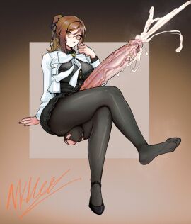 1futa 2024 balls big_penis breasts brown_hair clothed clothing congopostvi crossed_legs crossing_legs cum cumming ejaculation emotionless erect_penis erection futa_only futanari glasses hands-free handsfree_ejaculation hard_on heels high_heels huge_cock human hung hung_futa intersex large_penis leggings legs_crossed light-skinned_futa light_skin long_hair long_penis massive_penis mostly_clothed penis penis_out projectile_cum sitting solo torn_clothes veiny_penis