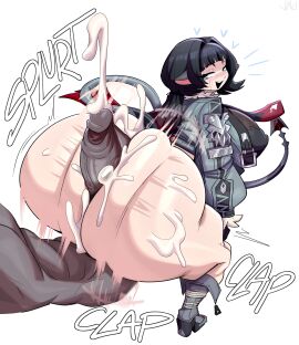 1boy 1boy1girl 1girls 2025 ass assjob black_hair buttjob clapping_cheeks covered_buttjob cum cum_on_ass dark-skinned_male dark_skin ejaculation female female_focus gigantic_ass hips hot_dogging huge_ass huge_cock jane_doe_(zenless_zone_zero) jinu looking_back male penis rat_ears rat_girl rat_tail short_hair twerking twerking_on_dick wide_hips zenless_zone_zero