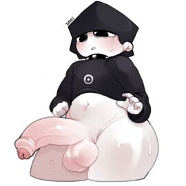 1boy 1femboy balls big_balls big_penis big_testicles big_thighs black_collar blush clothed clothing collar confused confused_face confusion danielito endy_(danielito) erect_penis erection femboy femboydom foreskin goth goth_boy goth_femboy gothic male nervous original_character penis simple_background solo_femboy solo_male sweat sweater sweaty sweaty_thighs testicles tired tired_eyes uncircumcised white_background white_penis white_skin