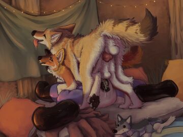 amber_eyes anal anal_sex anatomically_correct anatomically_correct_genitalia anatomically_correct_penis animal_genitalia animal_penis animal_pool_toy animal_pussy anus ass backsack balls ballsack bedding black_nose black_pawpads black_pussy blanket bodily_fluids canid canine canine_genitalia canine_penis canine_pussy canis claws closed_eyes countershading coyote cum cum_drip cum_from_pussy cum_in_ass cum_in_pussy cum_inside curtains detailed_background dhole digital_media_(artwork) digital_painting_(artwork) digitigrade dipstick_tail dripping drooling duo ejaculation erection faryart feet female feral feral_on_feral feral_penetrated feral_penetrating feral_penetrating_feral from_behind_position fur genital_fluids genitals happy happy_sex hi_res hindpaw inflatable inside knot knotted_penis leaking_cum looking_back lying_on_pool_toy male male/male male_penetrated male_penetrating male_penetrating_male mammal markings mattress mattress_on_floor mounting on_pillow on_pool_toy orange_body orange_fur orgasm pawpads paws penetration penile penile_penetration penis penis_in_ass penis_in_pussy perineum pillow pink_anus plushie pool_toy pussy quadruped raised_tail rear_view saliva sex sheath sploot string_lights tail tail_anus tail_markings tan_body tan_fur teeth toe_claws tongue tongue_out vaginal_penetration whiskers white_balls white_body white_fur