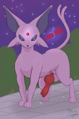 absurd_res animal_genitalia animal_penis balls birchsin bodily_fluids canid canine canine_genitalia canine_penis eeveelution ejaculation erection espeon feral gender_symbol generation_2_pokemon genital_fluids genitals hi_res hypnosis knot knot_root knotted_penis male male_symbol mammal mind_control nintendo nude penis pokemon pokemon_(species) sheath solo symbol tail