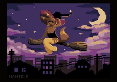 animated anthro black_body black_corset black_ears black_fur bottomless bouncing_penis broom broom_riding building cleaning_tool closed_eyes clothed clothing cloud crescent_moon detailed_background digital_media_(artwork) eeveelution flying frame_by_frame fur generation_2_pokemon genitals halloween hand_on_hat hat headgear headwear holidays kain_bennet legwear looking_at_viewer male male_only markings moon nante-p nintendo penis pink_penis pixel_(artwork) pixel_animation pointy_ears pokemon pokemon_(species) presenting presenting_penis sky solo star stockings umbreon witch_costume witch_hat yellow_clothing yellow_legwear yellow_markings yellow_stockings