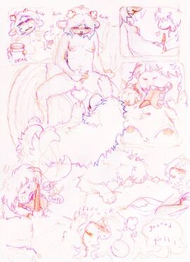 anthro anthro_on_feral antlers balls breasts canine deer deltarune dialogue dickgirl faeralperil female feral feral_on_anthro feral_on_female food furry futanari intersex licking licking_penis nipples noelle_holiday nude nude_anthro peanut_butter penis quadruped susie_(deltarune) tapering_penis text undertale_(series) zoophilia