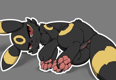 anonymous_artist eeveelution female feral generation_2_pokemon genitals hi_res lying nintendo pokemon pokemon_(species) pussy solo umbreon