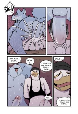 anal anal_sex anthro anthro_on_anthro anthro_penetrated anthro_penetrating anthro_penetrating_anthro ass avian backsack balls ballsack beak bird blush blush_lines bodily_fluids canid canine canis comic cum cum_in_ass cum_inside dialogue duo english_text erection foreskin fur genital_fluids genitals glans gull hi_res humanoid_genitalia humanoid_penis interspecies lari larid male male/male male_penetrated male_penetrating male_penetrating_male mammal open_mouth open_smile penetration penile penile_penetration penis penis_in_ass sex smile speech_bubble sweat t0l0k tail text uncircumcised wolf