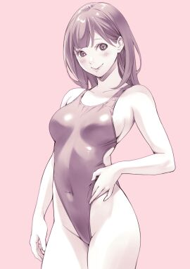 1girls absurd_res absurdres armpits bare_armpits bare_arms bare_hands bare_hips bare_legs bare_shoulders bare_skin bare_thighs belly belly_button bikini bikini_pull blush blush_face blush_lines blushed_face blushing_at_viewer blushing_face blushing_female breasts busty busty_female cleavage closed_mouth_smile collarbone dot_nose elbows embarrassed embarrassed_exposed_female embarrassed_expression embarrassed_female exposed exposed_armpits exposed_arms exposed_legs exposed_shoulders exposed_thighs female female_focus female_only fingers grin groin high_resolution highres hourglass_figure lean_figure legs legs_together light-skined_female light-skinned_female light_skin lips long_hair looking_at_viewer macosee medium_breasts monochrome narrow_waist navel one-piece_swimsuit original original_art original_artwork original_character pink_background pussy shoulders sideboob simple_background slender_body slender_waist slim_female slim_waist smile smiley_face smiling smiling_at_viewer smirk solo standing swimsuit swimsuit_pull swimwear thick_thighs thighs thin_waist underboob upper_body v-line white-skinned_female white_background white_skin wide_hips