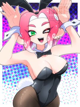1girls 2d agent_8_(splatoon) big_breasts black_bunny_ears black_bunnysuit bowtie breasts brown_tights bunny_ears bunny_pose bunny_tail bunnysuit child_bearing_hips cuffs_(clothing) earrings fangs female female_only fishnet_legwear fishnets green_eyes happy hourglass_figure large_breasts looking_at_viewer nintendo octoling octoling_girl one_eye_closed open_mouth open_mouth_smile solo solo_female splatoon splatoon_2 splatoon_2:_octo_expansion tagme tentacle tentacle_hair thick_thighs thin_waist tights unusual_anatomy unusual_hair voluptuous_female watamo2920 winking_at_viewer