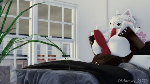 2boys 3d ass bed bedroom full_nelson furry gay gay_sex knot male on_bed roblox robloxian tagme