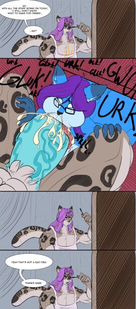 1futa 1girls 2d 2d_(artwork) anthro anthro_on_anthro anthro_only anthro_penetrated anthro_penetrating anthro_penetrating_anthro background big_penis blue_eyes blue_fur blue_lipstick blue_penis casual casual_erection casual_sex clothed clothing cock colored comic comic_panel confused crotch_tuft cum cum_in_mouth cum_inside cum_out_nose damon_(java0727) detailed_background dialogue digital_drawing_(artwork) digital_media_(artwork) duo duo_focus ears_up emanata english_dialogue english_text eyebrows eyes_rolling_back eyeshadow feline fellatio female female_penetrated flat_colors fox fox_ears funny fur fur_markings fur_tuft furry_only futa/female futa_on_female futa_penetrating futanari genital_fluids genitals glasses grey_fur hands_on_legs huge_cock humanoid_genitalia humanoid_penis humor hyper hyper_cock hyper_genitalia hyper_penis inside intersex kyrie_(eleison) kyrie_eleison large_cock large_penis lipstick long_tongue looking_down looking_down_at_partner makeup mirror muscular muscular_anthro muscular_futa onomatopoeia oral oral_creampie oral_penetration oral_sex orgasm orgasm_from_oral original_character original_characters penis penis_vein purple_eyeshadow purple_hair saliva saliva_on_penis sequence sloppy sloppy_blowjob snow_leopard sound_effects sucking sucking_penis tail tail_markings tearing_up tears throat_noise tongue tongue_out tuft under_desk under_the_table vein veiny_penis window