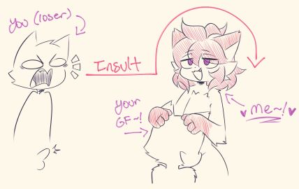 absurd_res angry anthro balls big_ears cheek_tuft cuckold digital_media_(artwork) domestic_cat english_text erection facial_tuft fangs felid feline felis fellatio female fur genitals group hair hi_res implied_oral infidelity kurus male male/female mammal ntr open_mouth oral penile penis sex shiori_(kurus) simple_background smile teeth text trio tuft