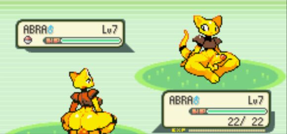 1boy 1futa abra anthro anthroemerald backsack balls ballsack breasts cute dickgirl femboy furry futa_sans_pussy futanari humanoid_penis intersex male male_symbol mod nude penis pixel_art pokemon pokemon_anthro_emerald pokemon_rse sitting sprite_art tail