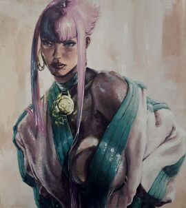 2d big_breasts blue_eyes breasts busty capcom cleavage female female_focus female_only judo makeup manon_legrand pink_hair pinup pinup_pose shiwasu11 street_fighter street_fighter_6 tagme